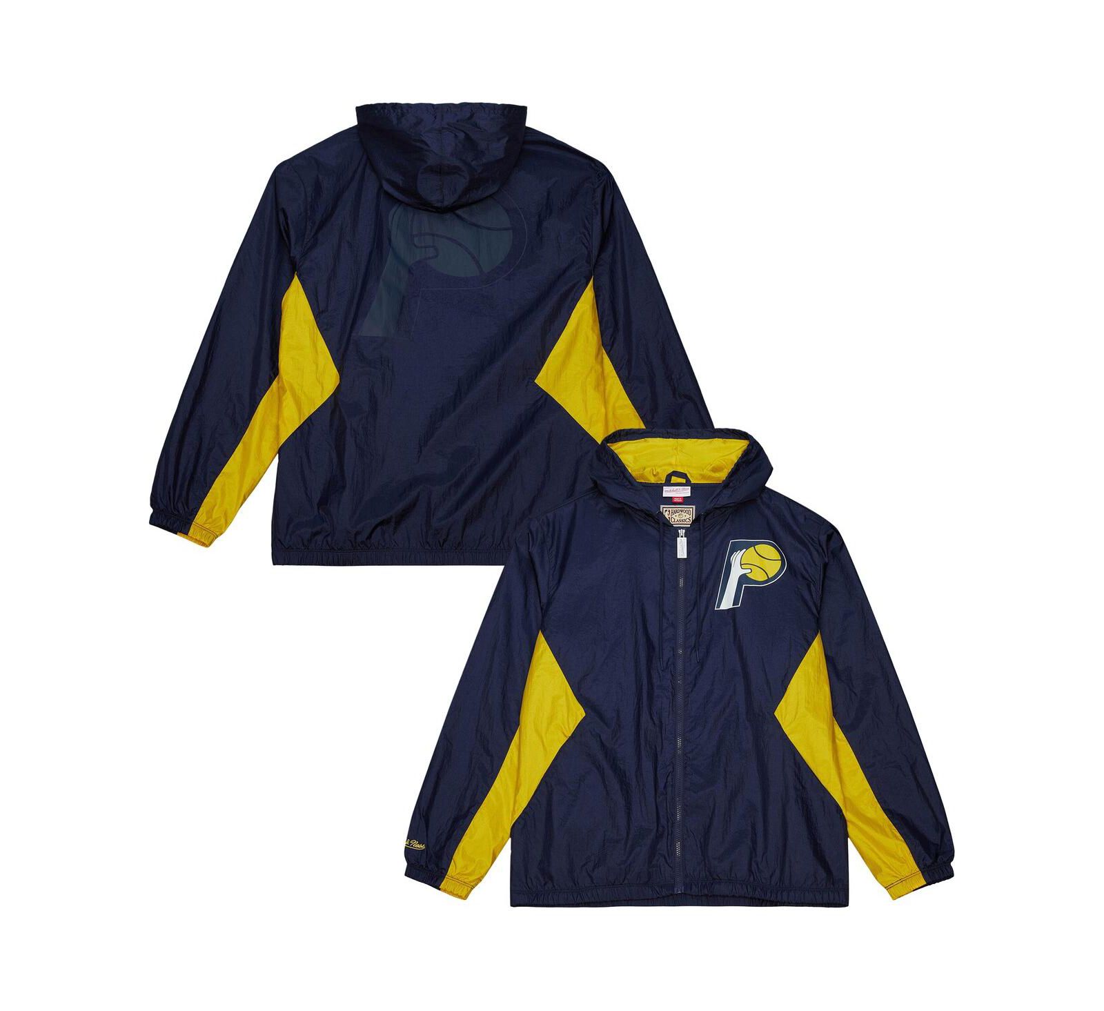 Mitchell & Ness Мужская ветровка Indiana Pacers Playmaker с полной молнией, темно-синяя