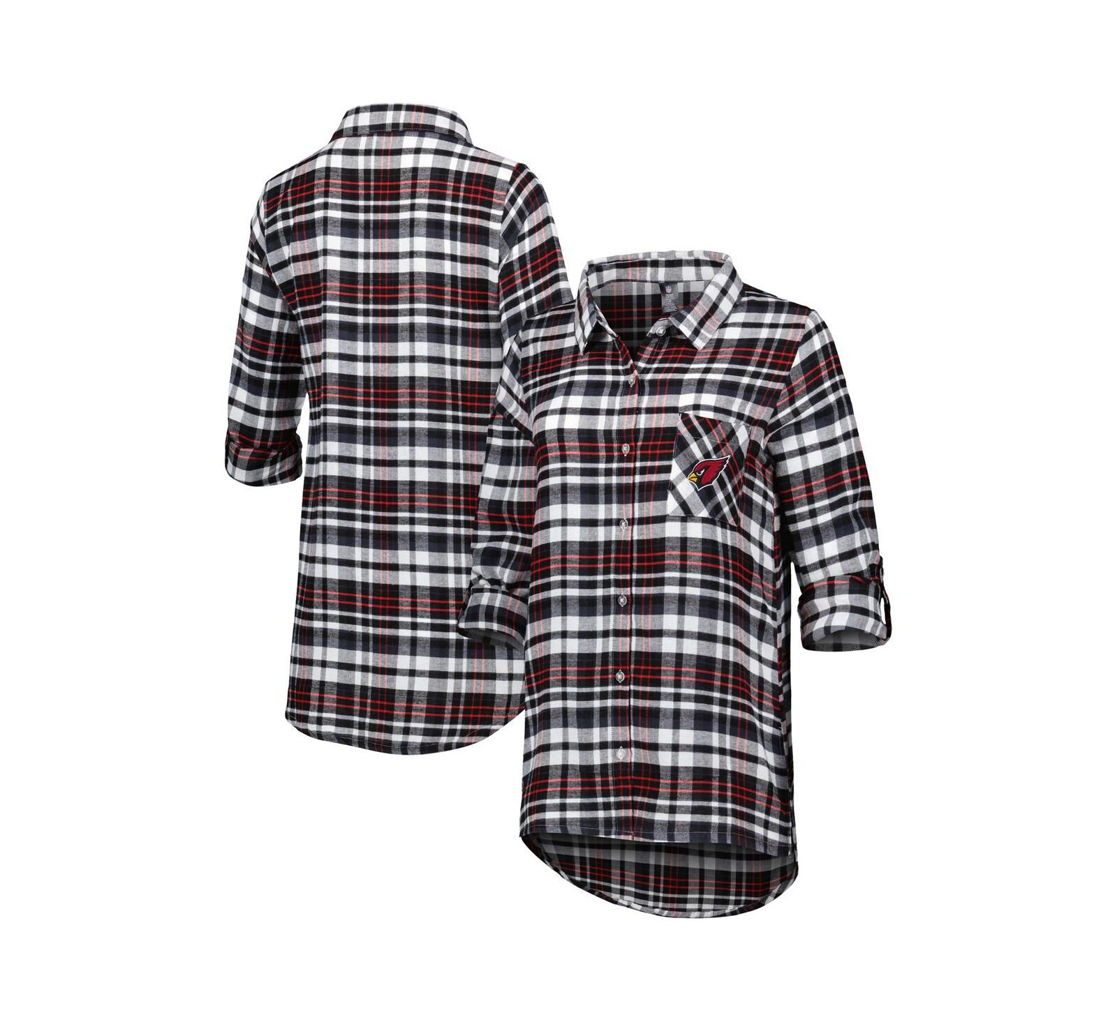 Женская ночная рубашка Concepts Sport Arizona Cardinals в клетку с длинным рукавом