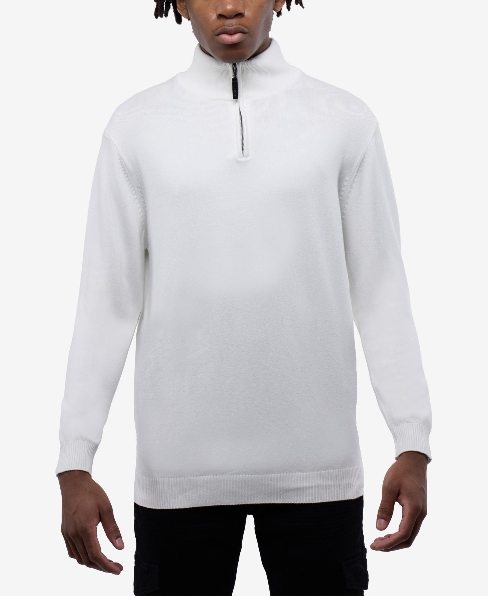 X RAY Men's Quarter Zip Mock Neck Sweater