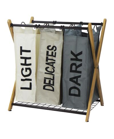 Корзина для сортировки белья Oceanstar X-Frame Bamboo 3-Bag