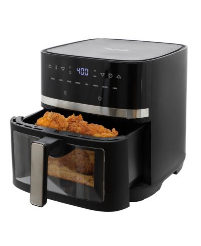 MegaChef 8 Liter Digital Electric Air Fryer with Transparent Window in Black