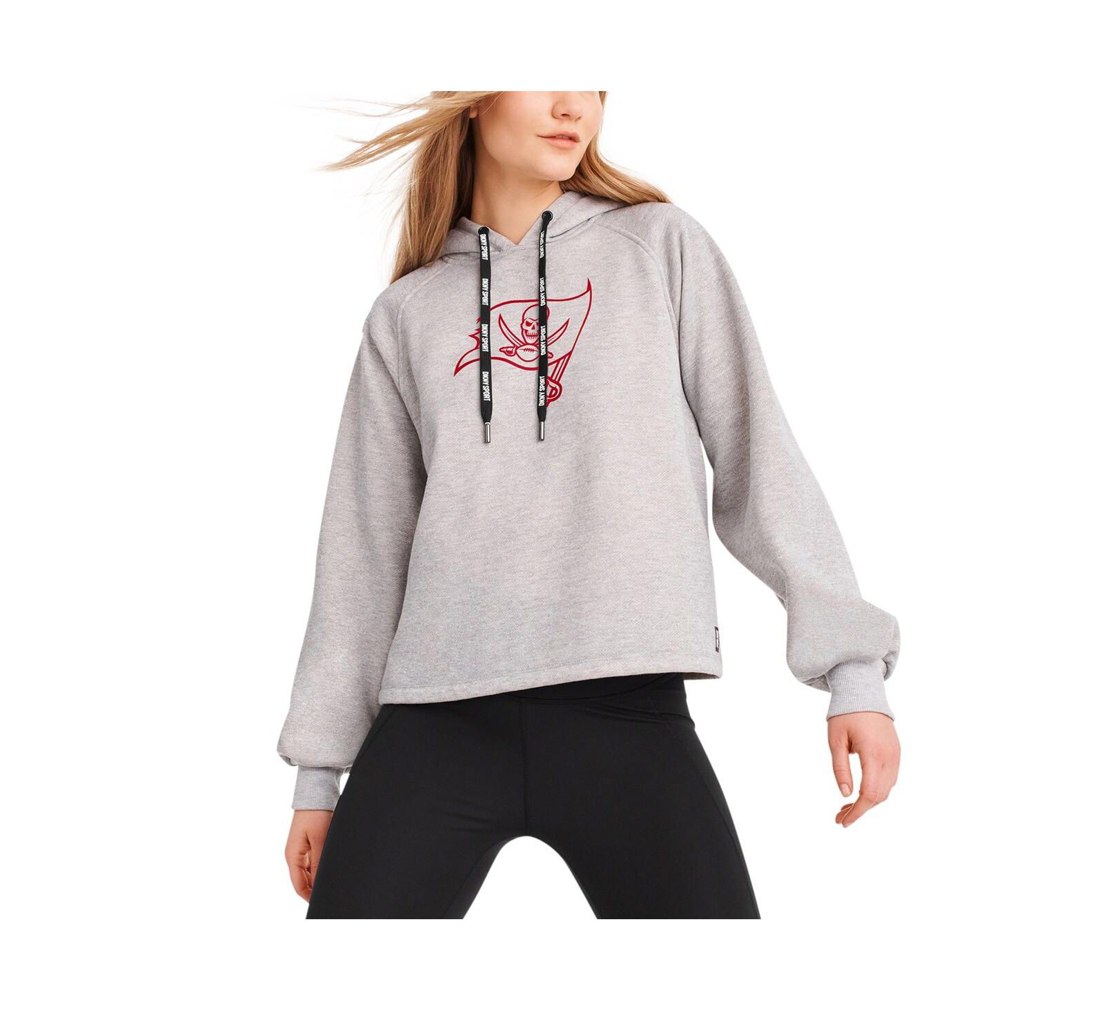 DKNY Sport Women's Heather Gray Tampa Bay Buccaneers Debbie Dolman Raglan Pullover Hoodie