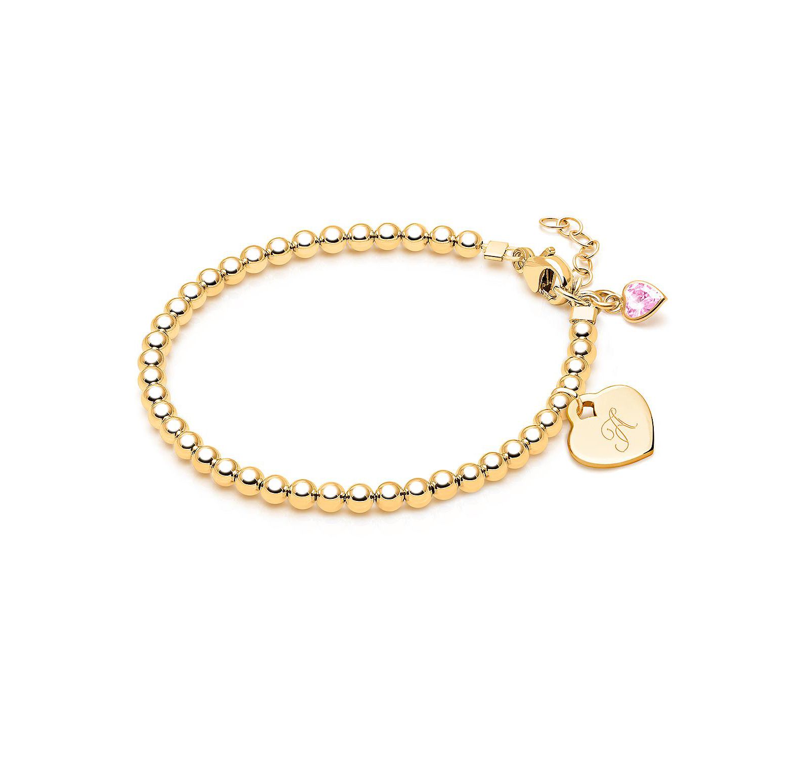 Tiny Blessings браслет с бусинами 3мм и гравировкой инициалов, 14K Gold