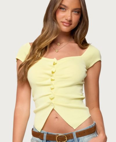 Edikted Women's Lilibet Sweetheart Button Up Top