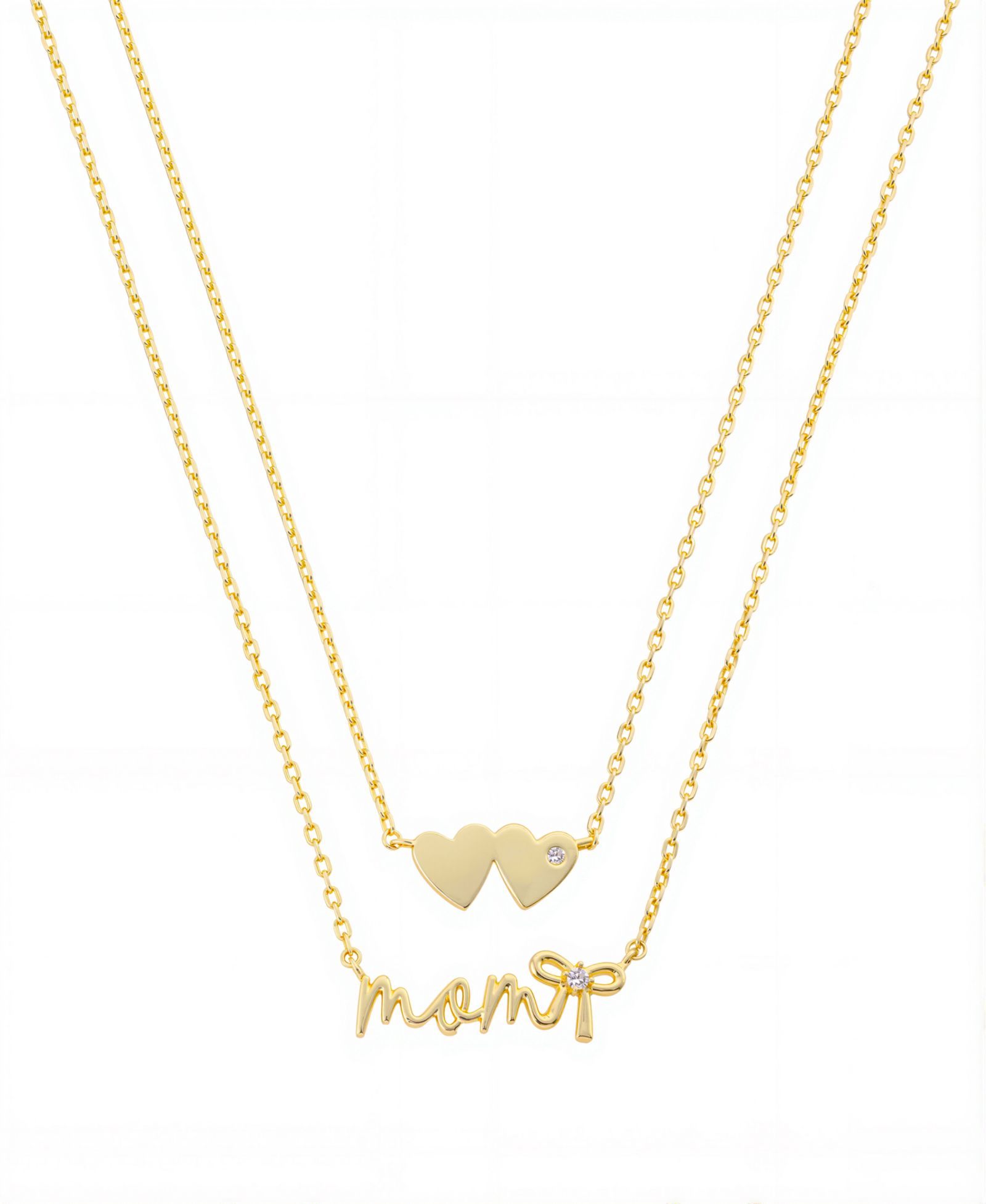 Набор из двух ожерелий Unwritten Gold Plated "Mom" и Double Heart