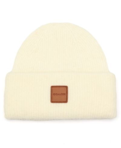 Мужская шапка COACH Leather Patch Beanie