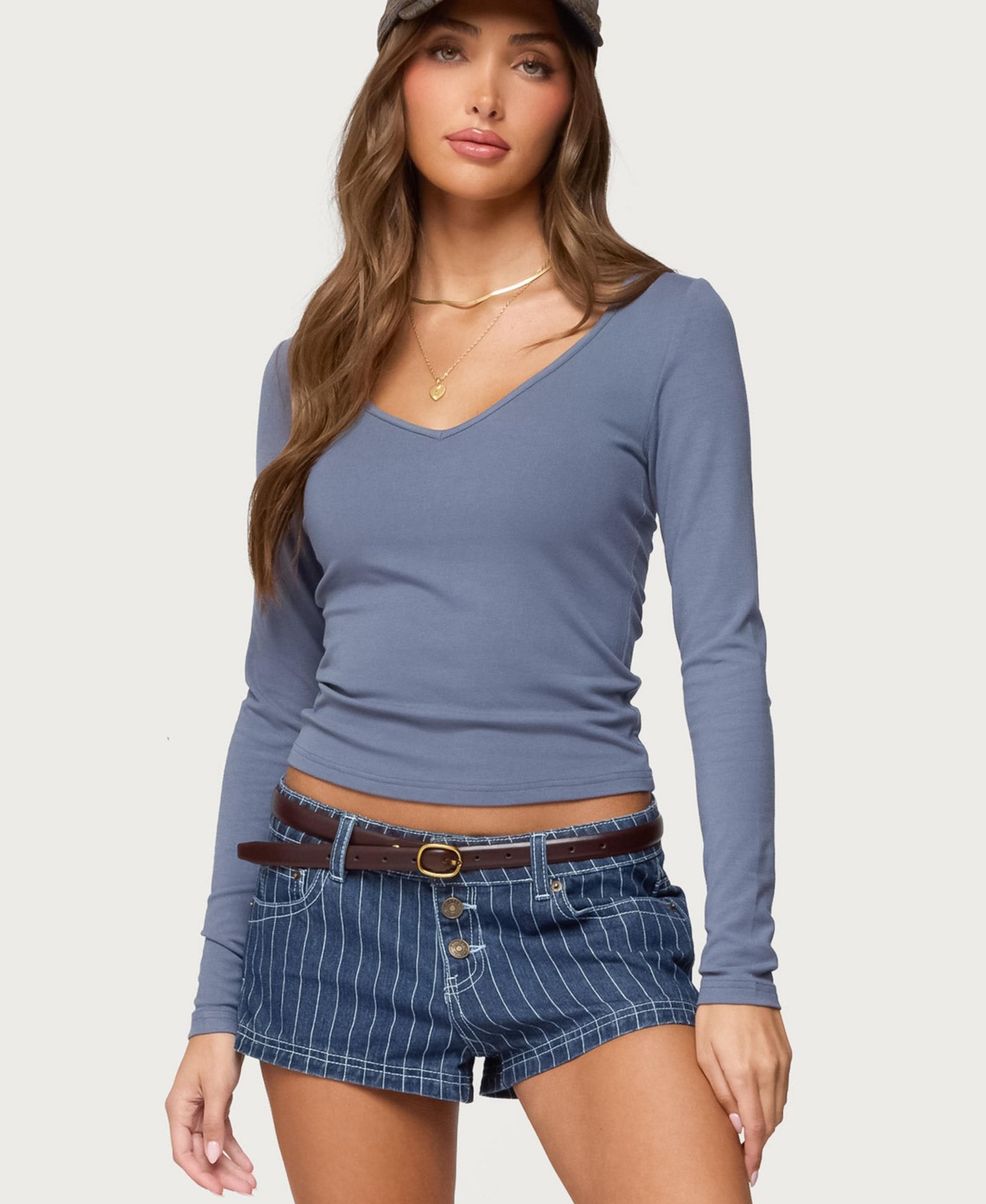 Женская футболка Edikted Moreen Ribbed Long Sleeve