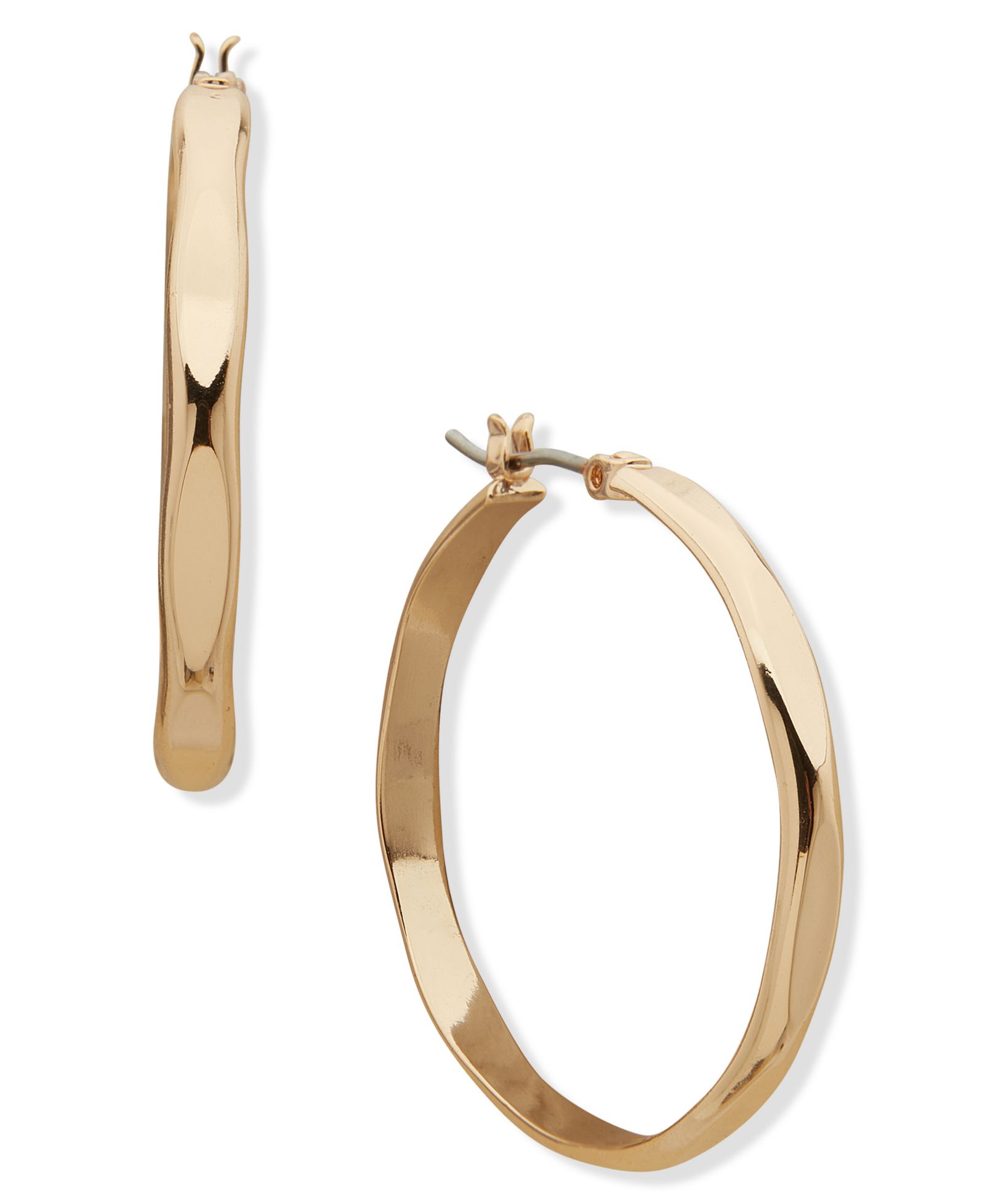 Серьги-кольца Nine West Gold-Tone Wavy Hoop