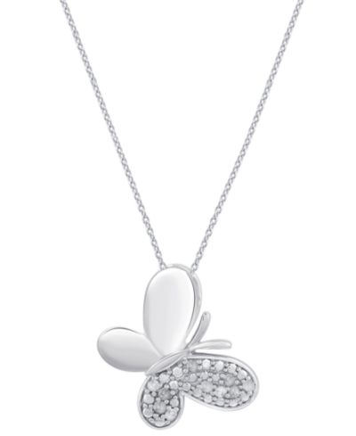Подвеска-кулон Macy's Diamond Butterfly в стерлинговом серебре