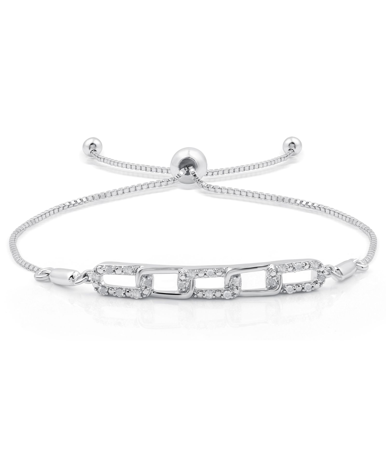 Браслет Macy's Diamond Oblong Link (1/6 ct. t.w.) в Sterling Silver