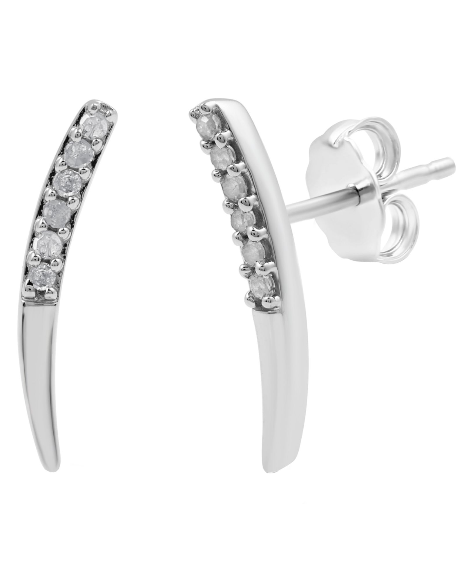 Серьги Macy's Diamond Curve (1/10 ct. t.w.) из стерлингового серебра