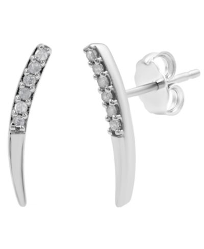 Серьги Macy's Diamond Curve (1/10 ct. t.w.) из стерлингового серебра