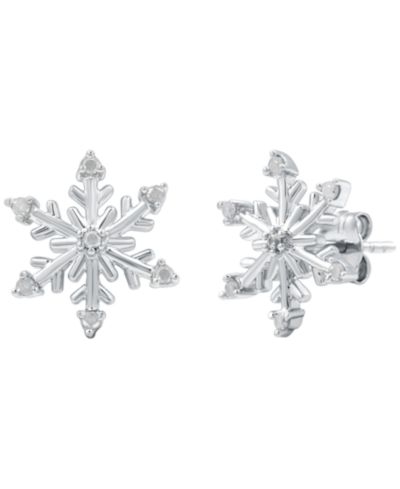 Серьги с бриллиантами Macy's (1/10 ct. t.w.) в стерлинговом серебре