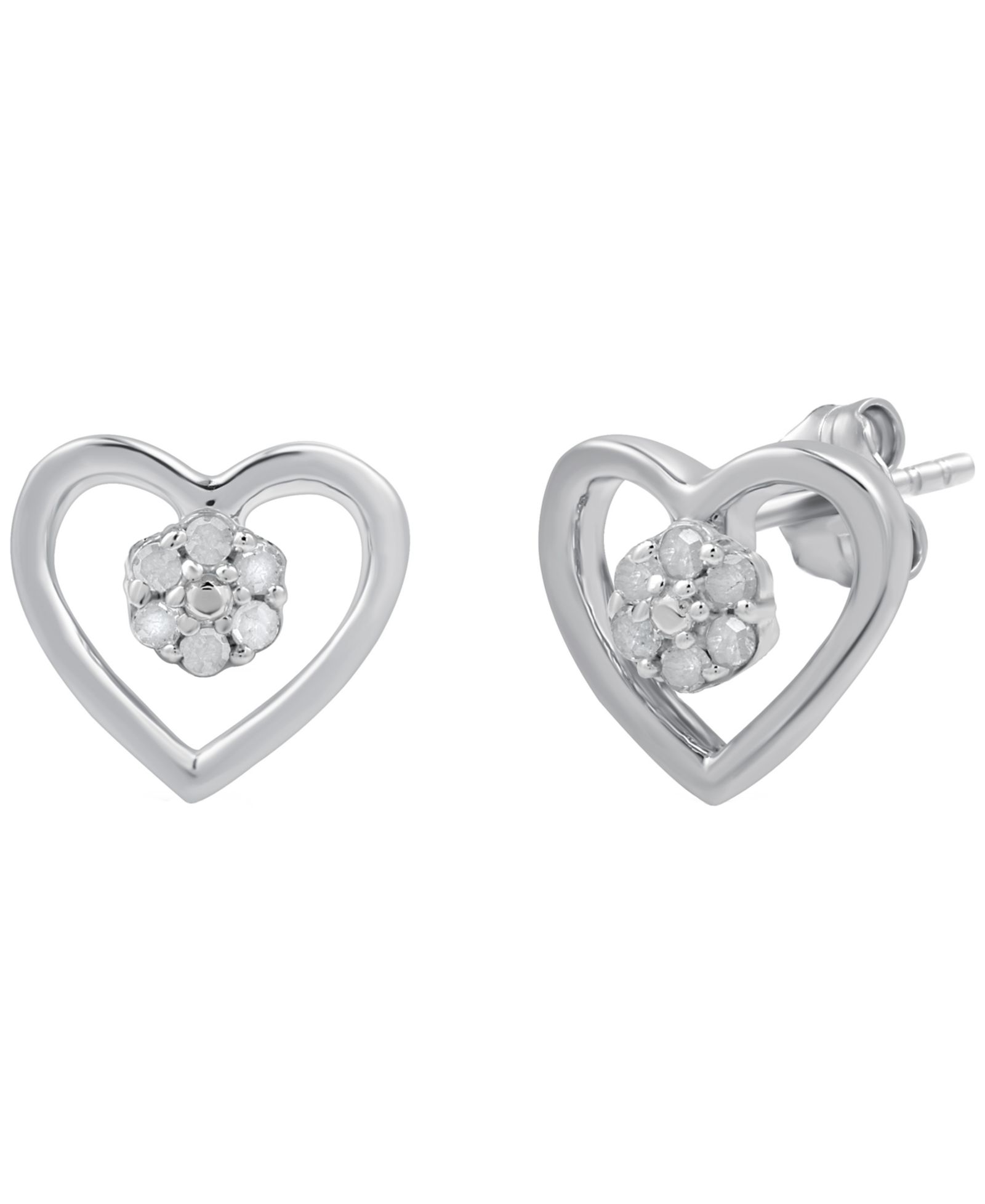 Серьги Macy's Diamond Heart (1/10 ct. t.w.) из стерлингового серебра