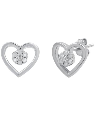 Серьги Macy's Diamond Heart (1/10 ct. t.w.) из стерлингового серебра