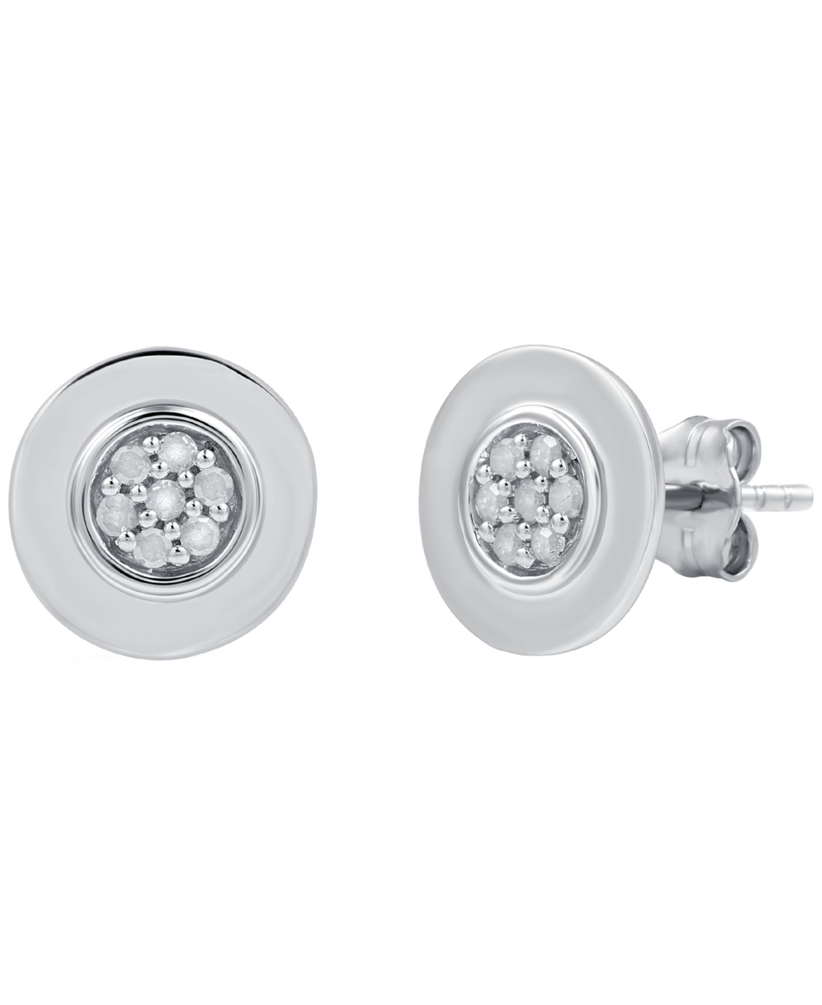 Серьги Macy's с круглыми бриллиантами (1/10 ct. t.w.) из стерлингового серебра