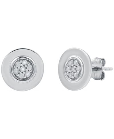 Серьги Macy's с круглыми бриллиантами (1/10 ct. t.w.) из стерлингового серебра