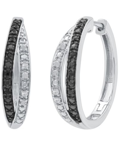 Macy's Diamond Hoop Earrings (1/6 ct. t.w.) in Sterling Silver