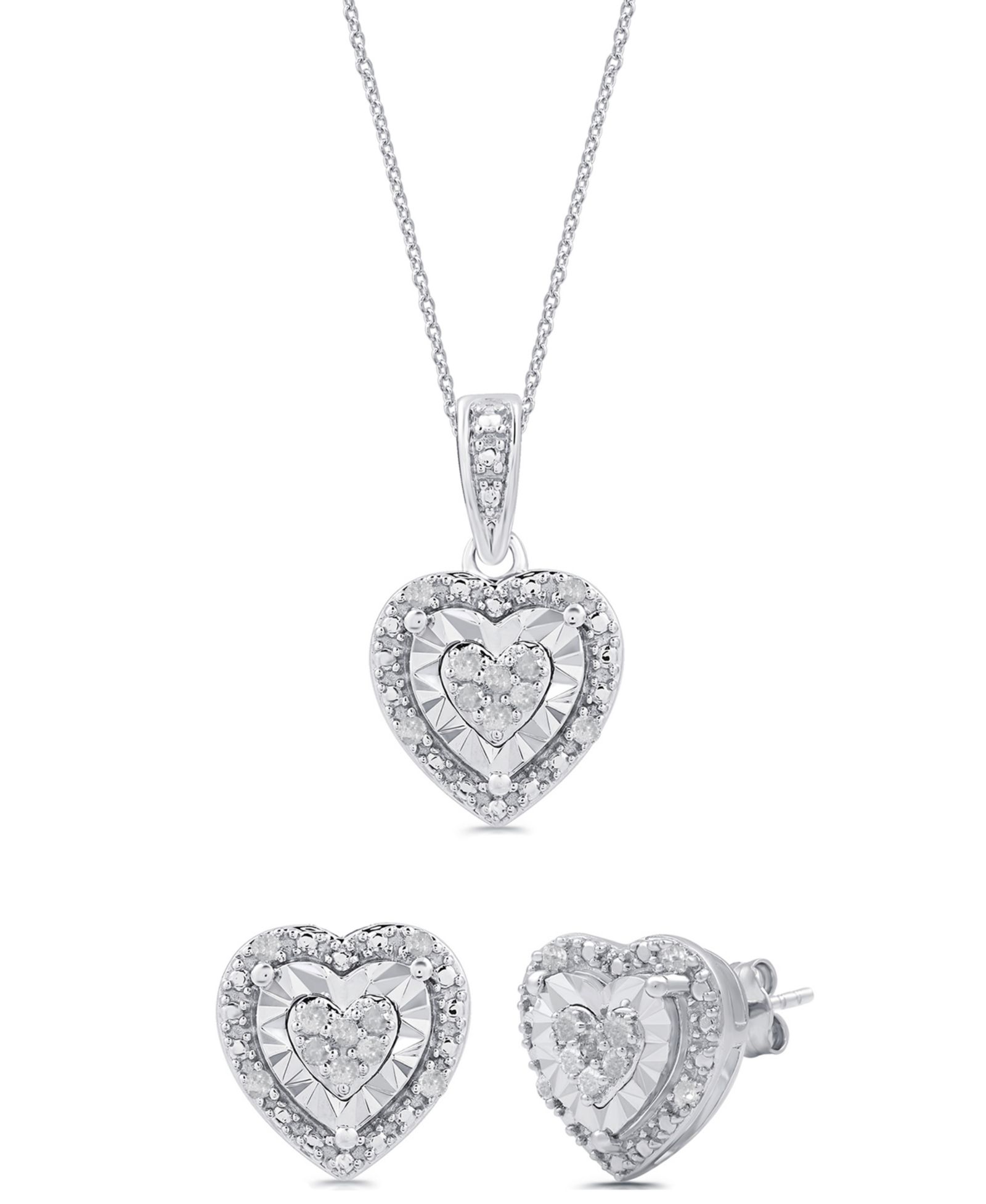 Marsala 2-Piece Diamond Earring and Pendant Necklace Set (1/4 ct. t.w.) in Sterling Silver