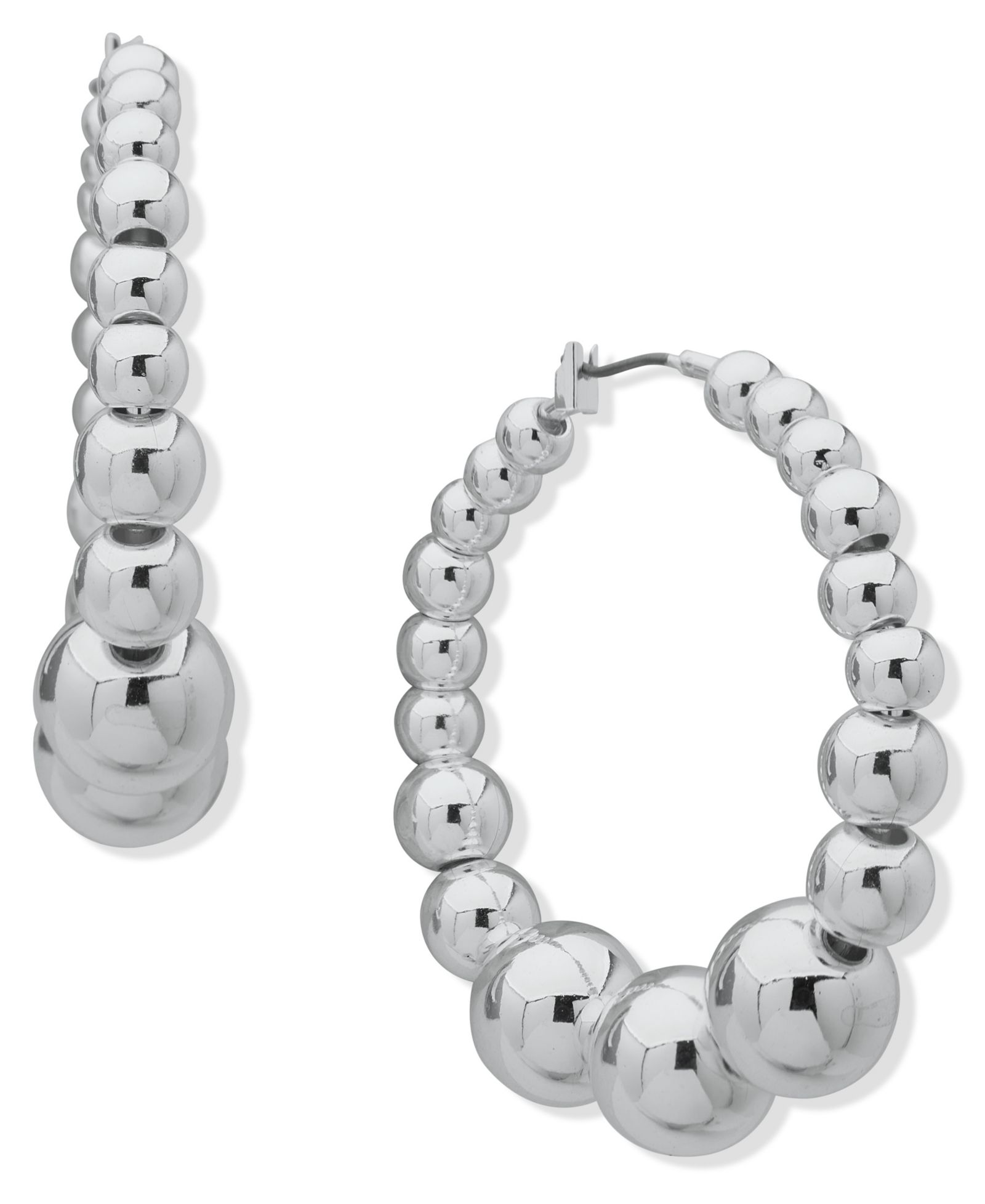 Nine West серьги-кольца Silver-Tone Sphere с медным покрытием