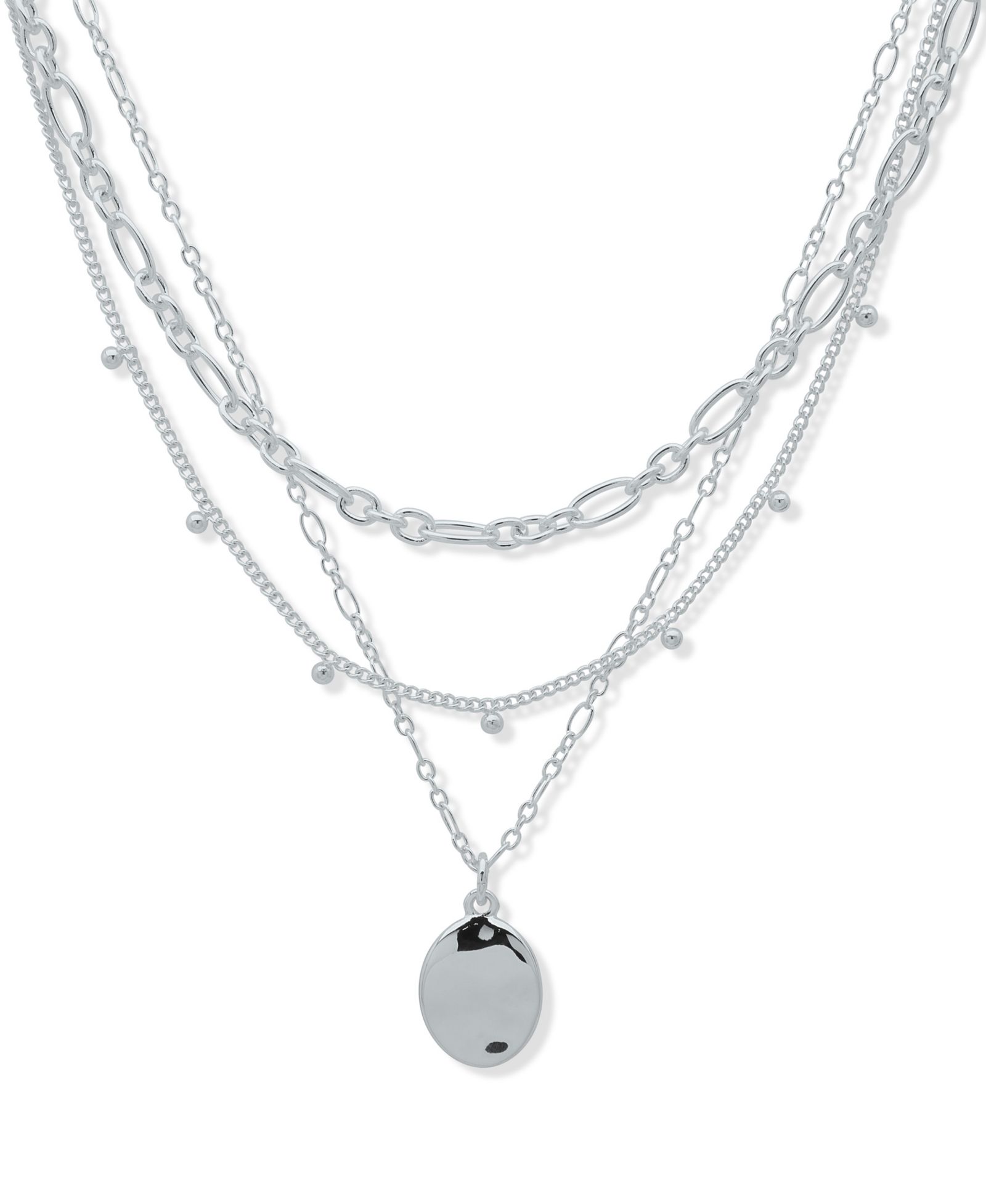 Nine West Silver-Tone Triple Row Wavy Texture Necklace
