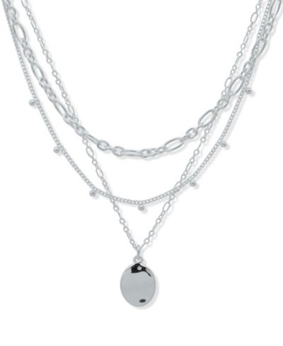 Nine West Silver-Tone Triple Row Wavy Texture Necklace