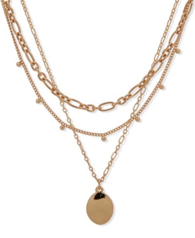 Nine West Gold-Tone Triple-Row Cascading Necklace