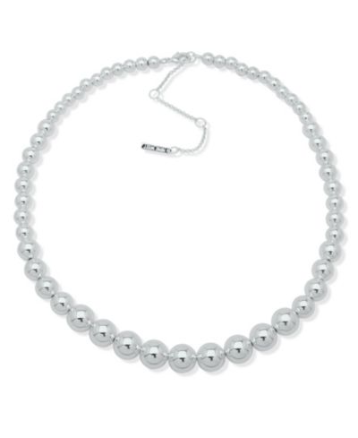 Nine West Copper Coated Beads Silver-Tone Structured Collar Necklace