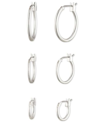 Nine West Набор серебристых серьги-кольца, 3 шт
