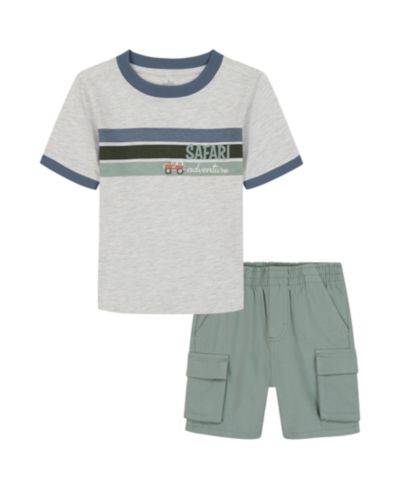 комплект из 2 предметов Kids Headquarters: футболка с коротким рукавом Safari Stripes и шорты карго Poplin для мальчиков 2T-5T