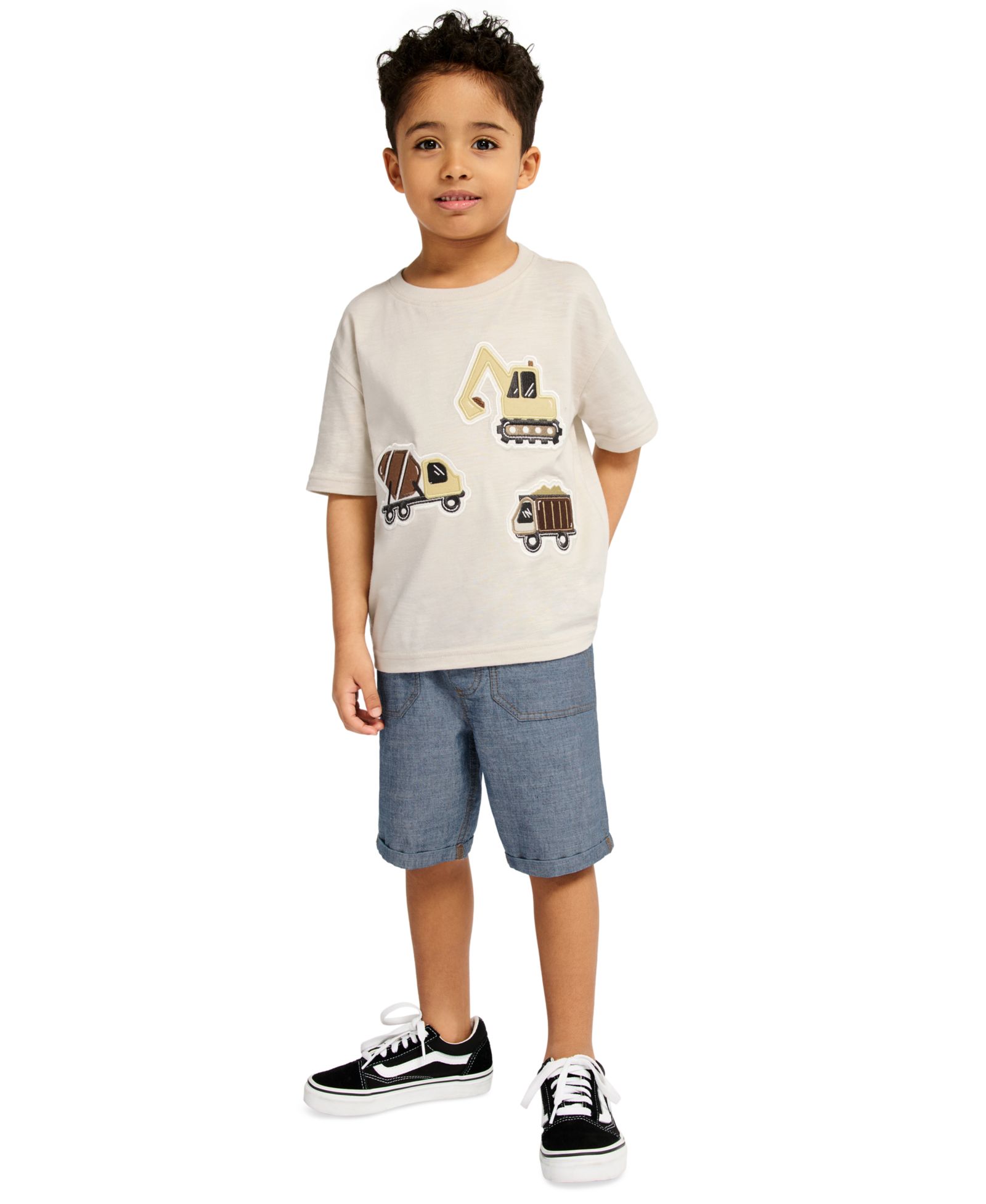 Kids Headquarters Boys' Toddler 2T-5T Short-Sleeve T-Shirt and Denim Shorts, 2-Piece Set