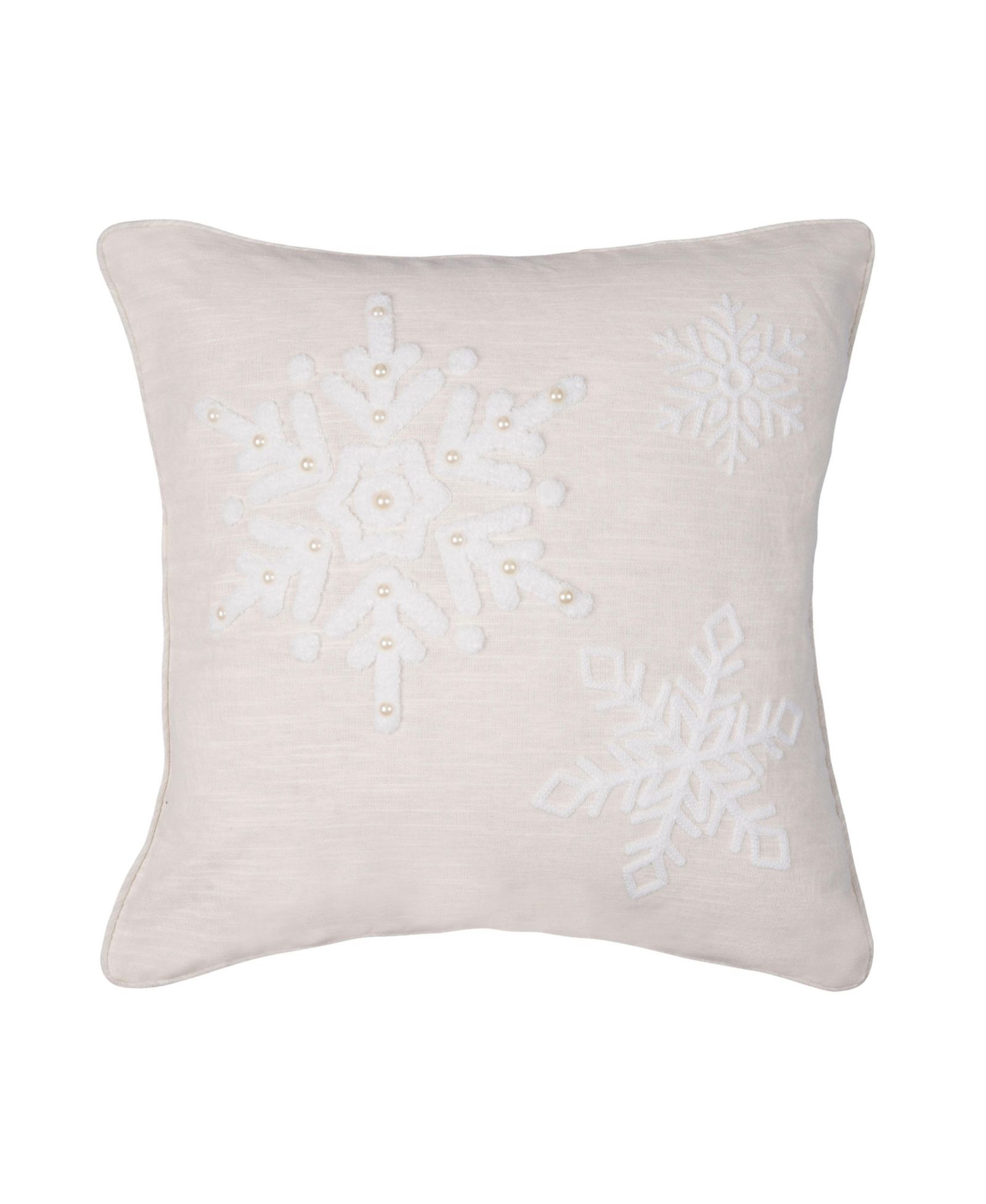 Декоративная подушка C&F Home Snowflakes с жемчужными бусинами для Рождества