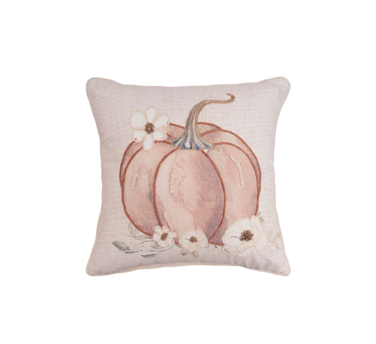 Autumn Fields Pumpkin Cotton Blend Thanksgiving Accent Throw Pillow 18" x 18"