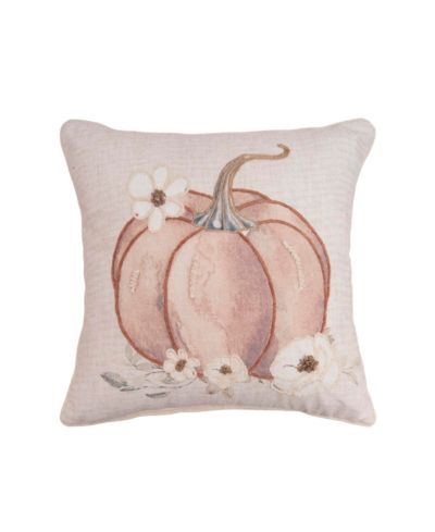 Autumn Fields Pumpkin Cotton Blend Thanksgiving Accent Throw Pillow 18" x 18"