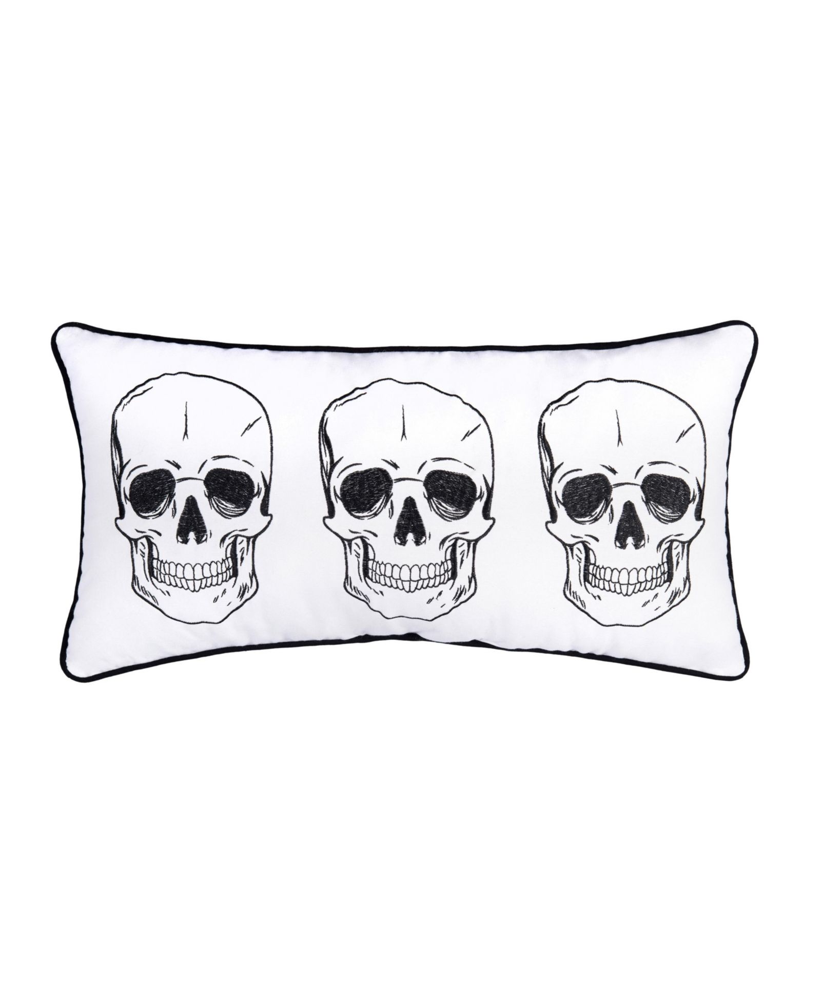 Triple Skully Skeletons Mini Cotton Blend Halloween Accent Pillow 12" x 24"
