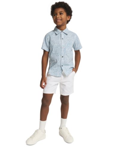 Комплект из рубашки и шорт Calvin Klein Boys' 2T-7 из поплина и твиля, 2-х предметный набор