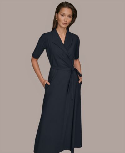 Donna Karan Weekend Женское 4-way Stretch Knit Elbow-Sleeve Collared Polo Dress