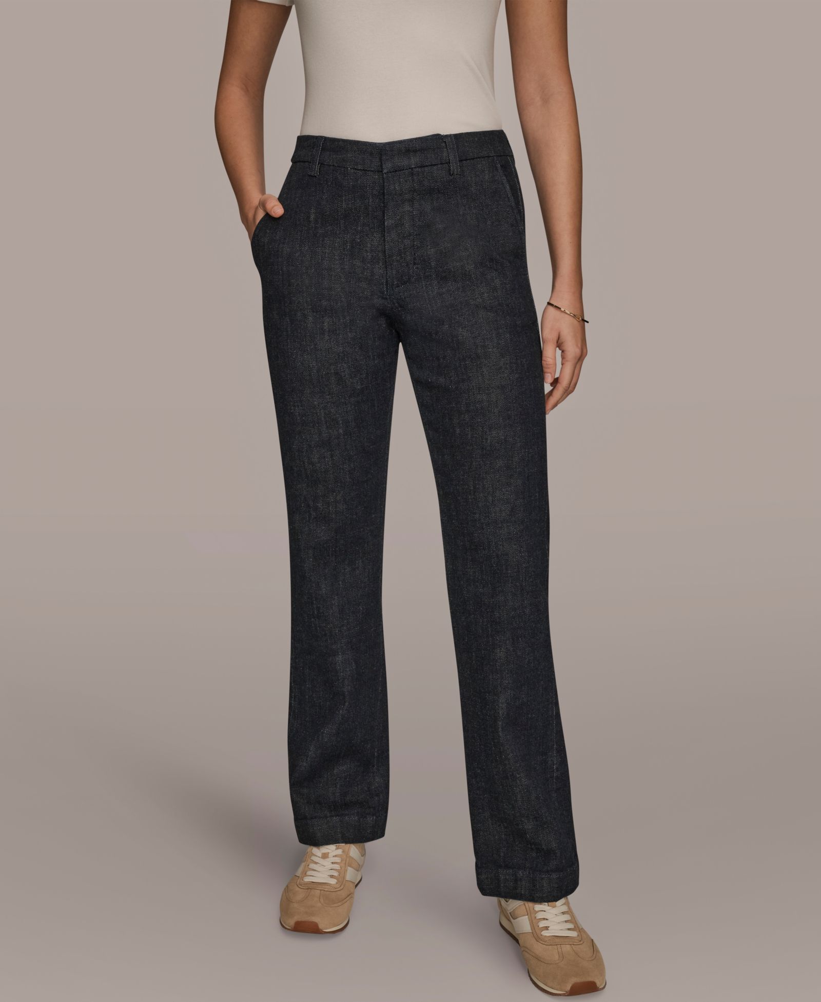 Donna Karan Weekend Women's Luxe Denim Mid Rise Modern Trousers