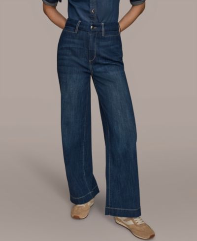 Donna Karan Weekend Women's High Rise Modern Luxe Denim Wide Leg Jeans