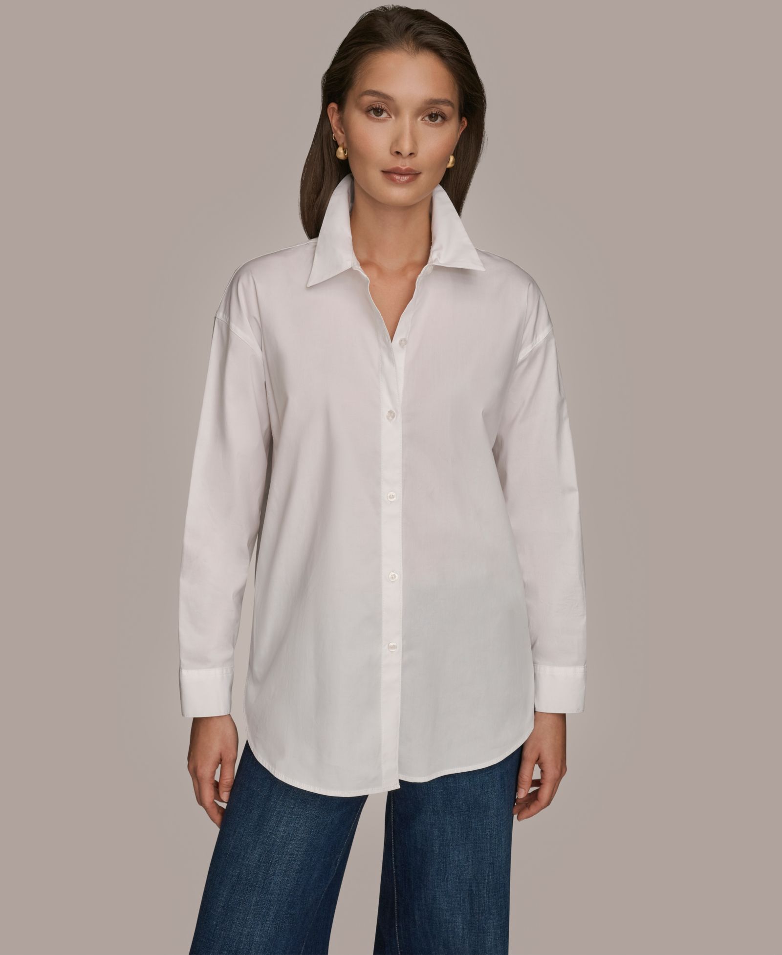 Женская рубашка Donna Karan Weekend Stretch Poplin Button-Down