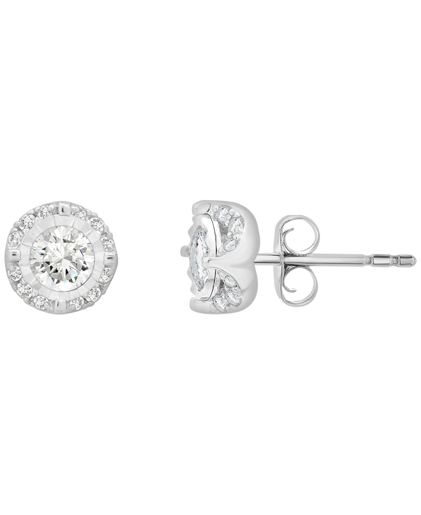 Серьги-гвоздики Diamond Halo (3/4 ct. t.w.) в белом золоте 14k
