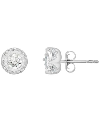 Серьги-гвоздики Diamond Halo (3/4 ct. t.w.) в белом золоте 14k