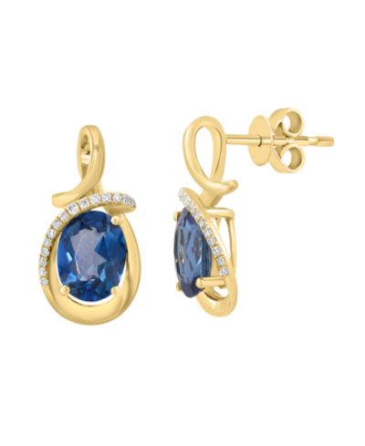 Серьги EFFY Collection London Blue Topaz & Diamond в 14k Yellow Gold