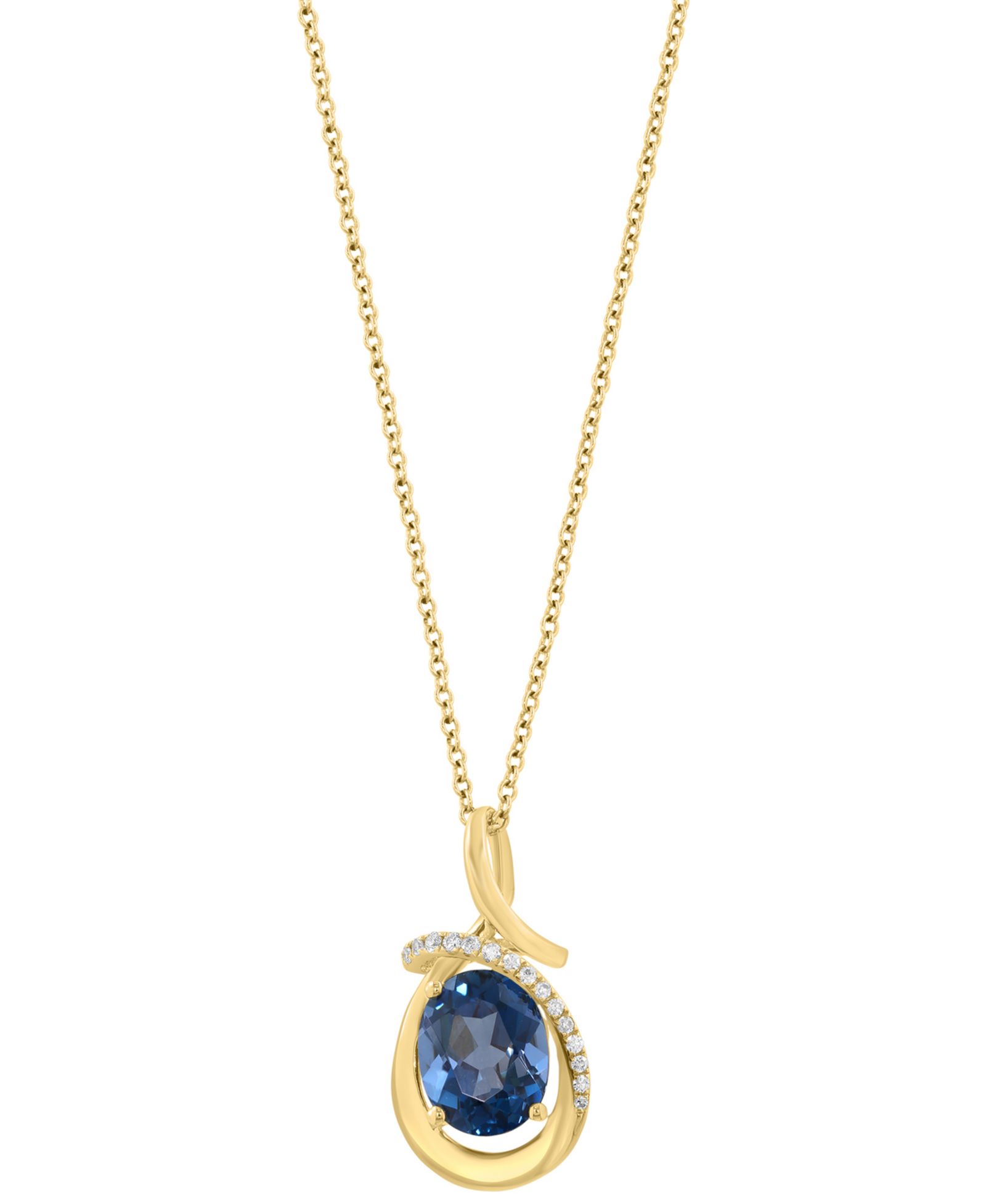 EFFY Collection Подвеска с бриллиантами и голубым топазом London Blue в 14k Yellow Gold