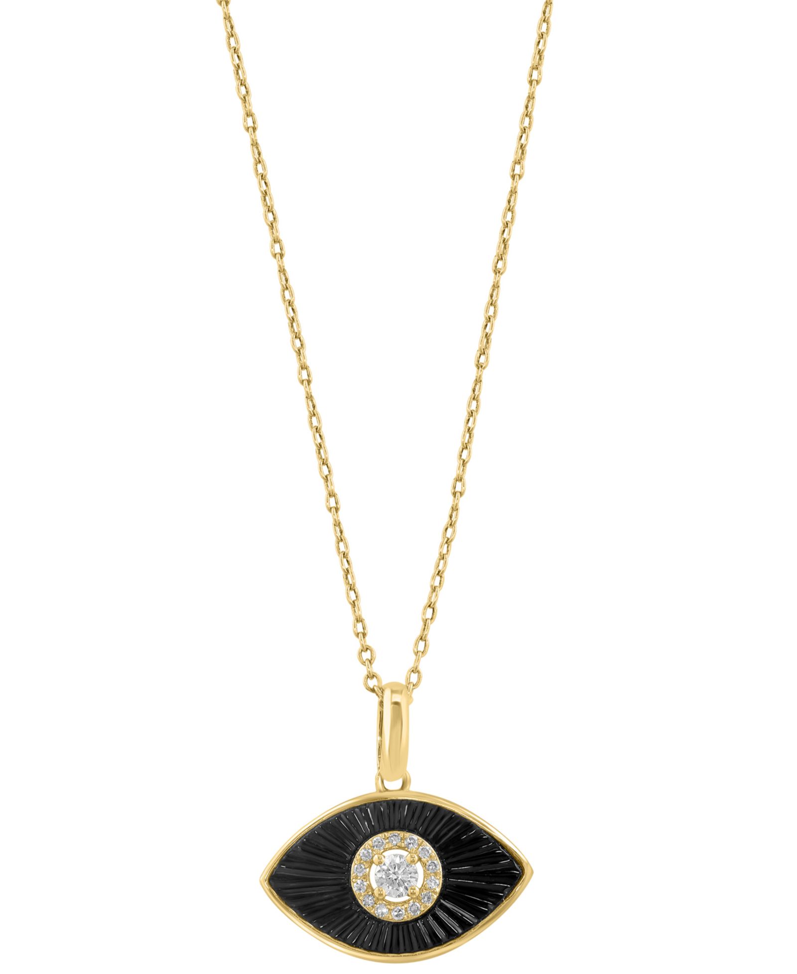 Подвеска EFFY Collection Diamond (1/10 ct. t.w.) & Onyx в 14k Yellow Gold
