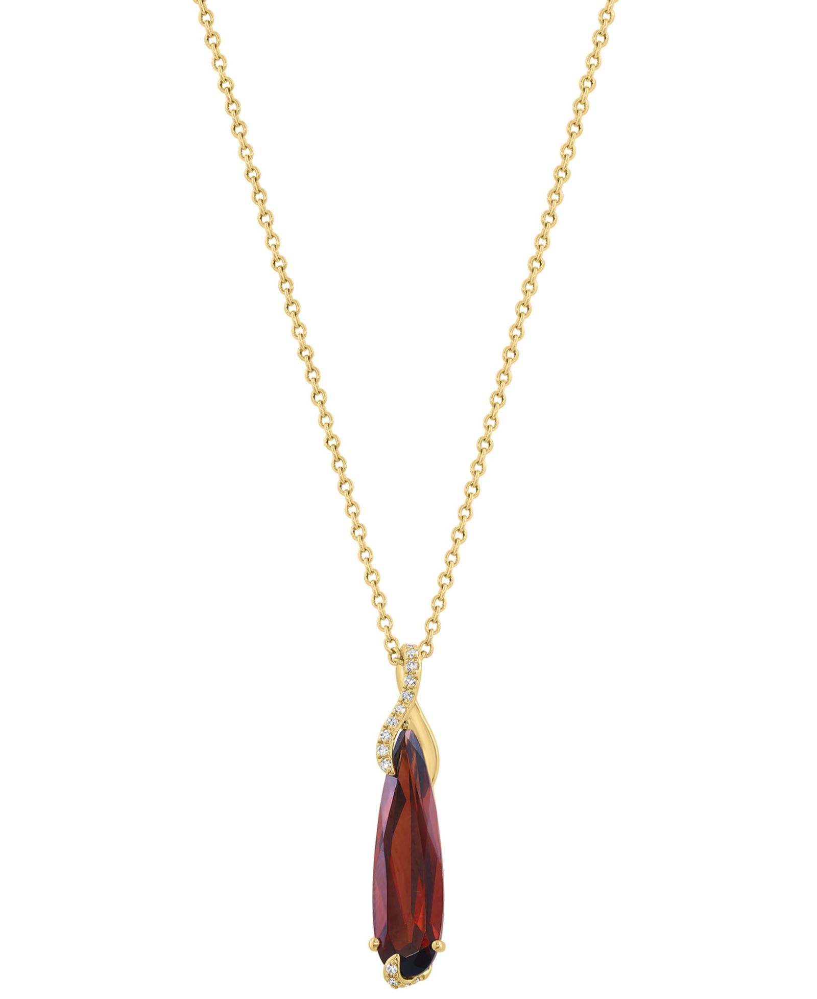 Подвеска EFFY Collection Diamond (1/10 ct. t.w.) & Garnet (3-3/8 ct. t.w.) в желтом золоте 14k