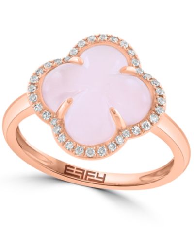 EFFY Collection кольцо с бриллиантом и розовым кварцем в 14k Rose Gold
