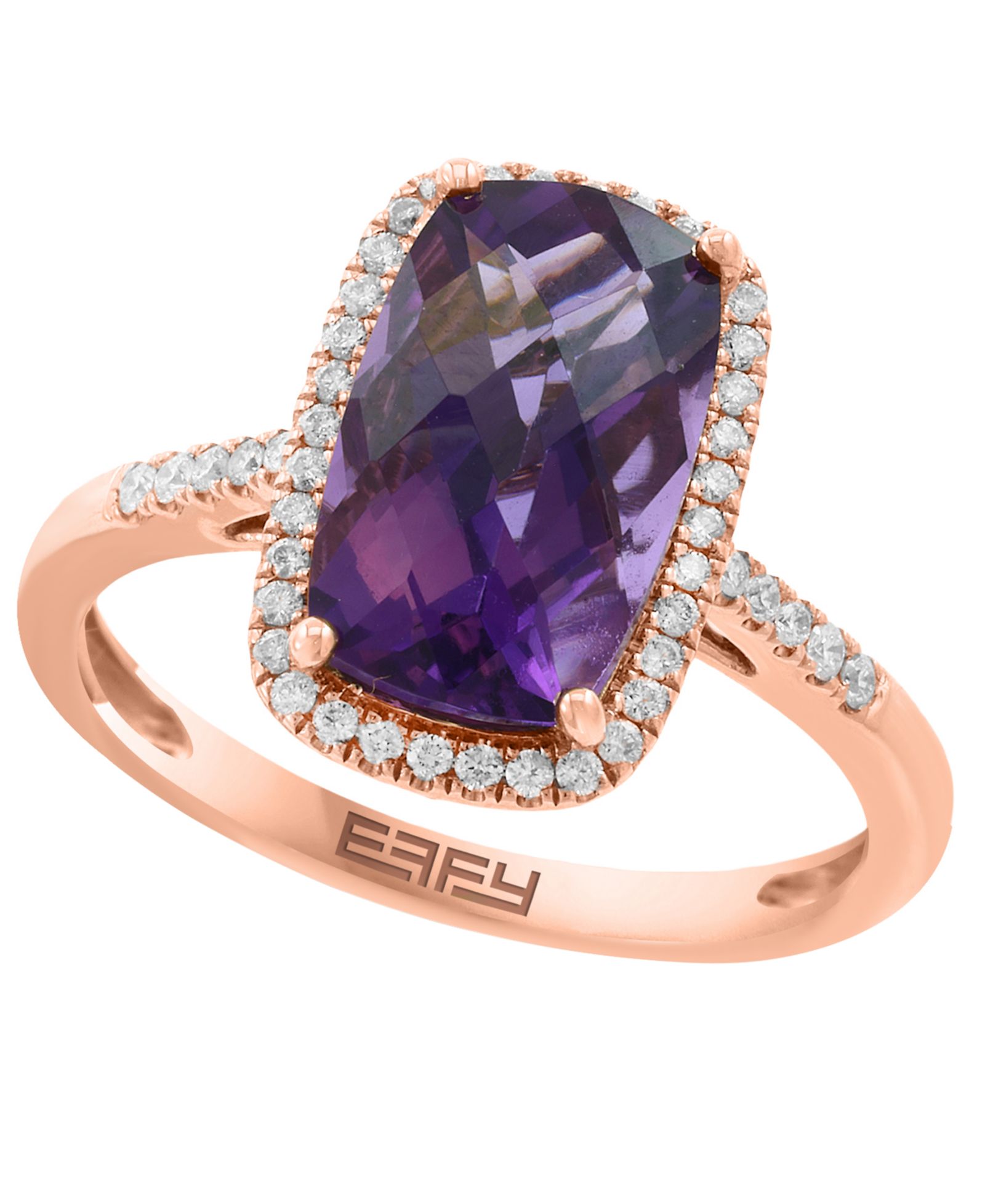 EFFY Collection Amethyst (3 ct. t.w.) & Diamond (1/5 ct. t.w.) Ring in 14k Rose Gold