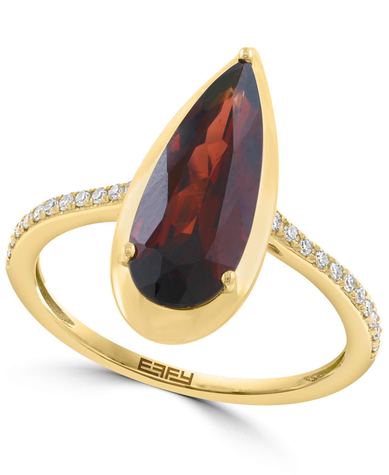 EFFY Collection Diamond (1/10 ct. t.w.) & Garnet (3-1/2 ct. t.w.) Ring in 14k Yellow Gold