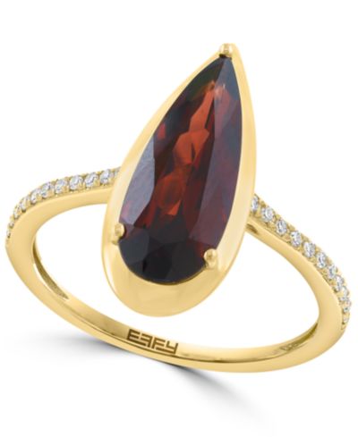 EFFY Collection Кольцо с бриллиантом (1/10 ct. t.w.) и гранатом (3-1/2 ct. t.w.) из желтого золота 14k